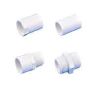 Connecteur droit en PVC blanc, 2 pièces, Joint de tuyau d'alimentation en eau d'irrigation de jardin, filetage mâle/femelle de 1/2 "~ 1.5" à 20/25/32/40/50mm