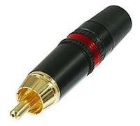 Connecteur Droit RCA Mâle Compatible au Câble O.D. 3,5mm à 6,1mm Noir / Rouge