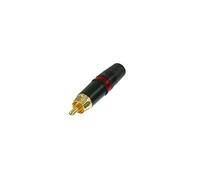 Connecteur Droit RCA Mâle Compatible au Câble O.D. 3,5mm à 6,1mm Noir / Rouge