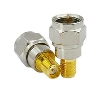 Connecteur droit SMA vers F TV femelle mâle, adaptateur coaxial en laiton plaqué or, trou intérieur fileté(Type4,10PCS)