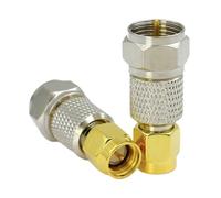Connecteur droit SMA vers F TV femelle mâle, adaptateur coaxial en laiton plaqué or, trou intérieur fileté(Type3,5PCS)