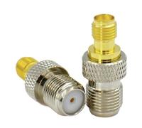 Connecteur droit SMA vers F TV femelle mâle, adaptateur coaxial en laiton plaqué or, trou intérieur fileté(Type2,5PCS)