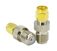Connecteur droit SMA vers F TV femelle mâle, adaptateur coaxial en laiton plaqué or, trou intérieur fileté(Type1,10PCS)