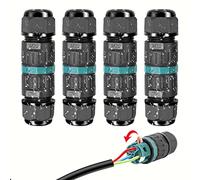 Connecteur Électrique Étanches IP68 - Raccord de Cable 3 Fils Domino Boîte de Derivation Éxterieur, pour Câble Ø 5 à 12 mm (4 Pcs)