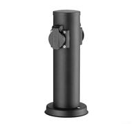 Connecteur en acier inoxydable pour colonne de prise extérieure 2 voies IP54 anti-éclaboussures pour distribution d'énergie dans les espaces de jardin (Noir)