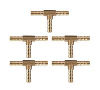Connecteur en Laiton en T, 5pcs Raccords du Tuyau T pour Tuyau d'Air/Eau/Huile/Gaz, Joint du Tuyau en Laiton 6/8/10 /12mm (6mm)