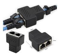 Connecteur en plastique RJ45, 1 à 2 LAN, noyau de cuivre, noir, séparateur de câble réseau, prolongateur, adaptateur de prise
