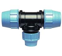 Connecteur en PP pour tuyau d'eau en T avec trois sorties femelles (2x32 1x25 mm) | Connecteur de serrage pour tuyaux en PE | Raccord en PP ½ pouce |