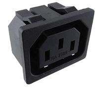 Connecteur encastrable femelle C-14 avec interrupteur femelle à froid, prise femelle 250 V CA, 10 A, 008, avec différentes raccords : soudure ou raccord 4,8 mm