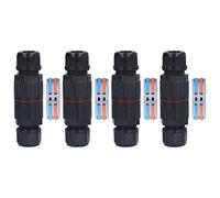Connecteur Étanche Boîte de Jonction 4 Pièces, 3 Entrées 3 Sorties, Boîtier Nylon IP68 Résistant - Voltage 450V 32A, Protection Double Anneau, Usage Extérieur Éclairage (Deux entrées, deux sorties)