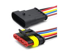 Connecteur étanche, Ensemble de connecteurs automobiles mâles et femelles étanches Type AMP, 1 à 6 broches, avec fil 15CM for la Conversion HID, jeu(1Set 5p)