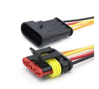 Connecteur étanche, Ensemble de connecteurs automobiles mâles et femelles étanches Type AMP, 1 à 6 broches, avec fil 15CM for la Conversion HID, jeu(1Set 4p)