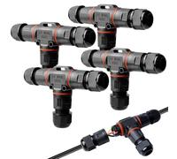 Connecteur étanche IP68, 4 pièces en T forme boîte de connexion étanche IP68, connecteur étanche en forme de T, IP68 boîte de connecteurs étanches pour éclairage de jardin, extérieur et souterrain