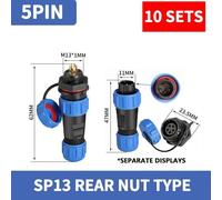 Connecteur étanche IP68 éventuelles 13,prise mâle et femelle,câble métallique monté sur panneau,prise d'aviation,2 broches,3 broches,4 broches,5 broches,6 broches,7 broches,9 broches,10 e - Type 5P