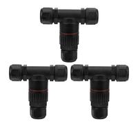 Connecteur Étanche IP68, Raccord Électrique 3 Voies en T, 3 Pcs, Nylon Ignifuge - Protection Double, Adapté Éclairage Extérieur et Industriel