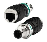 Connecteur Ethernet M12 vers RJ45 10 Gbit/s, adaptateur industriel blindé Lonlonty Cat6a IP68 étanche pour automatisation industrielle, surveillance extérieure de réseau de capteurs, production