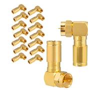 Connecteur F à compression angulaire professionnelle 16x Connecteur F PLAQUÉ OR pour câble SAT | Câble coaxial de diamètre Ø 6,8 - 7,2 mm Connecteur d'angle plein coudé solide 4K UHD HQ 90 ° degrés