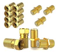 Connecteur F Fiche 7mm 10x + F Coupleur 5X | Joint en caoutchouc | Ecrou large à visser | Rallonge pour câble d'antenne coaxial Câble coaxial SAT | Satellite LNB F mâle + Connecteur Set