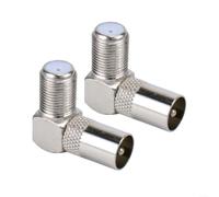 Connecteur F vers RF à 90 degrés avec design de forme ronde et boîtier résistant à l'humidité pour télévision par câble d'intérieur et installations (2 pièces)