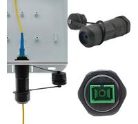 Connecteur fibre optique SC, CTRICALVER monocœur connecteur câble fibre IP68 avec couvercle étanche, 1 coupleur fibre d'interface verte SC-APC montage sur panneau pour les routeurs et les commutateurs