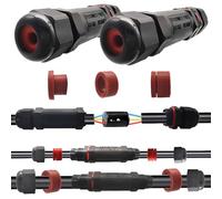 Connecteur fil étanche IP68, CESFONJER Lot 2connecteurs câbles étanches, connecteur câble extérieur, boîte jonction externe, coupleur manchon connecteur câble pour câbles à 2, 3broches diamètre 5-13mm