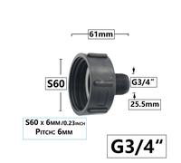 Connecteur fileté pour baril à souder,adaptateur IBC,raccord précieux IBC,S60 x 1/2 "",3/4"",1 "",1.5,2"",63mm,75mm,80mm,100mm,allergique 1000 litre - Type S60 x G3I4 #A