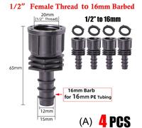 Connecteur fileté vers barbe,adaptateur de tube PE,Joints de tuyau,raccords d'accouplement d'irrigation goutte à goutte de jardin - Type Ax4PCS