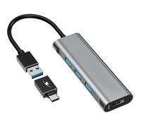 Connecteur Hub Mini Léger - BLUESTORK - 3 ports USB-A 2.0 + 1 port HDMI fourni avec un adaptateur USB -USB C - (HUB-MINI)