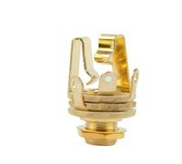Connecteur Jack 6.35mm 3 Pôles Montage Panneau Or pour Guitare Électrique Basse Active pour prise Socket Métal Précis(Gold)