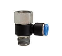 Connecteur L bleu Serie torsadée Rc/R 1/4 i/A pour tuyau extérieur Ø 10 mm, pression de travail max. 15 bar, plastique/MS vern.