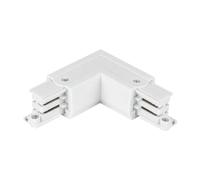 Connecteur L - pour rail triphasé - Direction droite - Blanc - Avec alimentation - Idéal pour l'éclairage et le raccordement électrique.