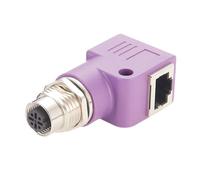 Connecteur M12 à 4 broches - Code D vers RJ45 femelle - Profinet M12 vers RJ45 - Connecteur circulaire industriel étanche pour automatisation industrielle (M12 femelle vers RJ45 à angle droit)