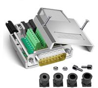 Connecteur Mâle DB15 sans Soudure, 2 rangées Coquille en Métal de 15 Broches RS232 D-SUB Mâle Adaptateur série