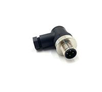 Connecteur mâle M12 à 4 broches, connecteur de balle à angle droit code D, prise filetée installée sur site de 12 mm, prise d'aviation, connecteur de balle industriel étanche IP67 sans bouclier