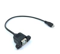 Connecteur Micro USB 2.0 mâle vers USB 2.0 B femelle, câble à 5 broches, trou de montage sur panneau, 30cm 50cm