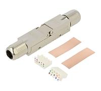 LogiLink MP0073 Connecteur LSA Femelle/Femelle Cat6a Argent, AWG 22/26, Blindé Alliage Zinc, Diamètre 8.9mm, Dimensions 85.4x14.4x14mm