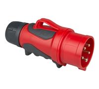 PCE 70153-6 Connecteur Inverseur de Phase CEE 16A 5p 6h IP54 GRIP 400V | Fiche industrielle rouge 3P+N+PE, contacts nickelés, bornes à vis, boîtier robuste 2K résistant aux chocs et températures
