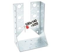 Connecteur poutre bois 100x140 mm Typ B, support acier galvanisé 2 mm, equerre fixation robuste, sabot de charpente pour menuiserie, assemblage bois, charpente bois et construction bois
