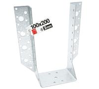 Connecteur poutre bois 100x200 mm Typ A, support acier galvanisé 2 mm, equerre fixation robuste, sabot de charpente pour menuiserie, assemblage, charpente et construction bois, Lun Fix