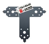 Connecteur poutre bois 170x140x40 mm Typ T, support acier noir 2,5 mm, equerre fixation robuste, sabot de charpente pour menuiserie, assemblage bois, charpente bois et construction bois