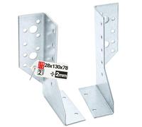 Connecteur poutre bois 28x130 mm Typ A 2 pieces Droite+Gauche, support acier galvanisé 2 mm, equerre fixation robuste, sabot de charpente pour menuiserie, assemblage bois, charpente bois