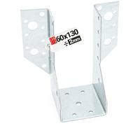 Connecteur poutre bois 60x130 mm Typ A, support acier galvanisé 2 mm, equerre fixation robuste, sabot de charpente pour menuiserie, assemblage, charpente et construction bois, Lun Fix