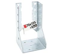 Connecteur poutre bois 70x125 mm Typ B, support acier galvanisé 2 mm, equerre fixation robuste, sabot de charpente pour menuiserie, assemblage bois, charpente et construction