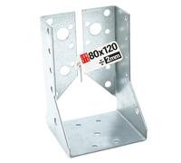 Connecteur poutre bois 80x120 mm Typ B, support acier galvanisé 2 mm, equerre fixation robuste, sabot de charpente pour menuiserie, assemblage bois, charpente bois et construction bois