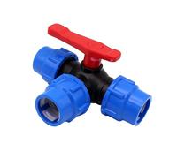 Connecteur rapide de tuyau PE 1/2 "3/4" 1 "1-1/4" 1-1/2 "2", vanne à 3 voies, robinet à bille en plastique de type T, raccord de tuyau d'eau(3/4")