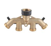 Connecteur Répartiteur Robinet 4 Voies, Adaptateur Tuyau d'Arrosage en Laiton, Filetage Américain - Valve à Bille Étanche, Usage Agricole et Jardin