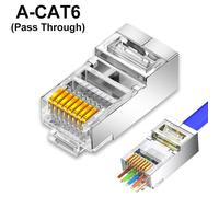 Connecteur RJ45 CAT7 CAT6 CAT5,fiches modulaires de passage,blindé 50U plaqué or,extrémité Ethernet,prise de câble LAN réseau - Type CAT6(Pass Through)-1Pcs