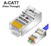 Connecteur RJ45 CAT7 CAT6 CAT5,fiches modulaires de passage,blindé 50U plaqué or,extrémité Ethernet,prise de câble LAN réseau - Type CAT7(Pass Through)-10Pcs