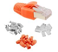 Connecteur rj45 Cat7 Cat6A Blindé Lot de 10 connecteurs réseau Fiche à sertir POE RJ45 avec Aide à l'Enfilage et Protection Anti-torsion pour Installation Câble 10 Gbit/S 600 MHz Pose blindé