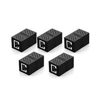 Connecteur RJ45 Extension de rallonge réseau Ethernet compatible avec Cat7 Cat6 Cat5e Adaptateur de câble Ethernet Gigabit femelle vers femelle(5pcs Black)